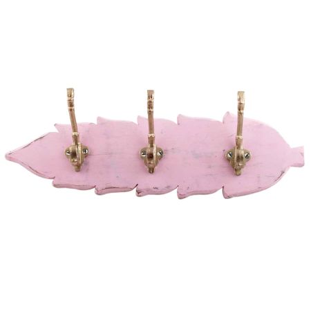 Pink Golden Small Wall Wooden Iron Hooks